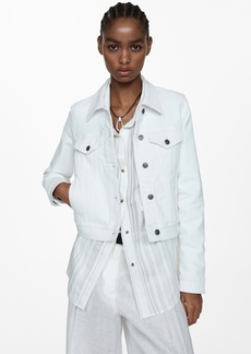 Mango Women's Pocketed Denim Jacket - White