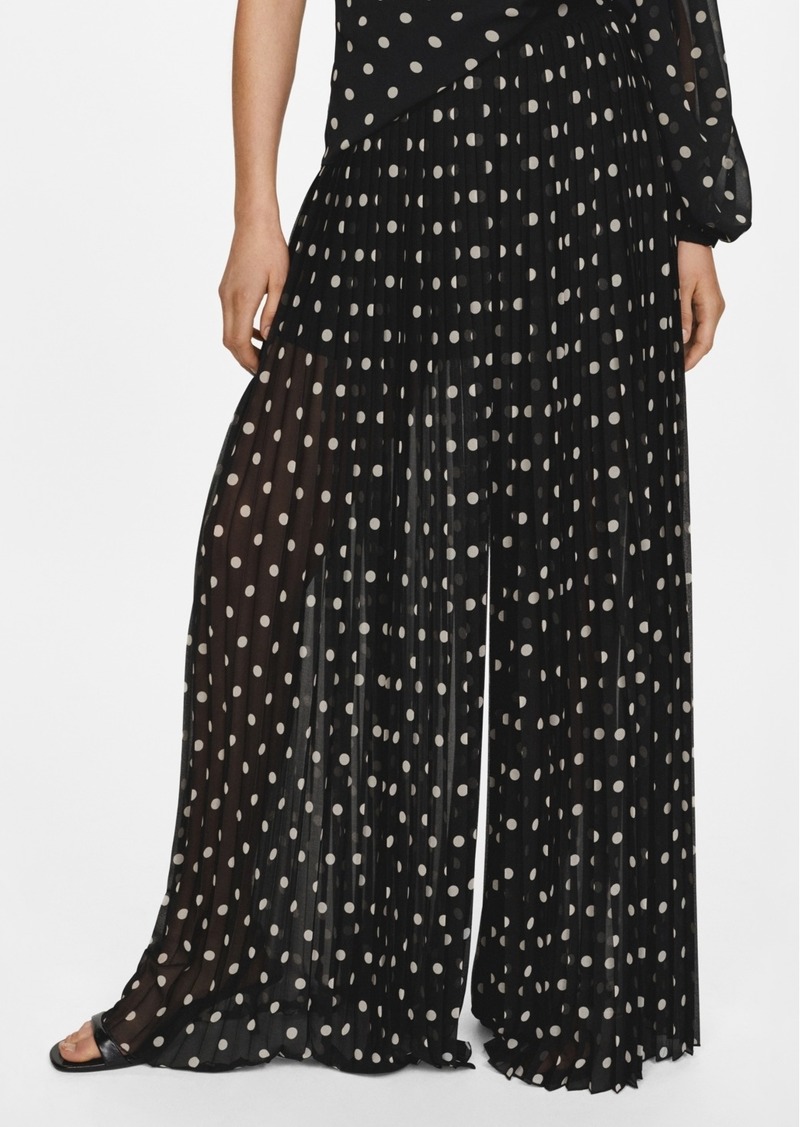 Mango Women's Polka Dot Pleated Pants - Black