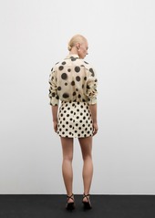 Mango Women's Polka-Dot Satin Mini-Skirt - Ecru