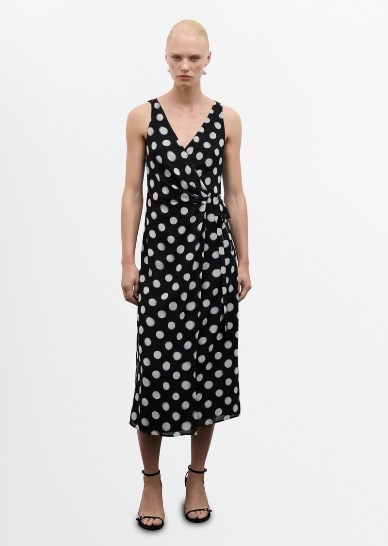 Mango Women's Polka-Dots Cross Dress - Black