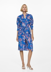 Mango Women's Printed Bow Dress - Ecru