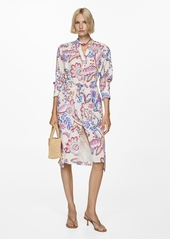 Mango Women's Printed Bow Dress - Ecru