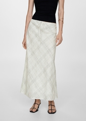 Mango Women's Printed Midi Skirt - Beige