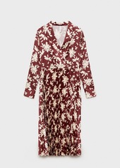 Mango Women's Printed Pleated Dress - Maroon