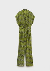 Mango Women's Printed Satin Jumpsuit - Green