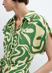 Mango Women's Printed Shirt Jumpsuit - Green