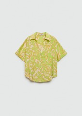 Mango Women's Printed Short-Sleeved Shirt - Lime