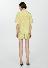 Mango Women's Printed Short-Sleeved Shirt - Lime