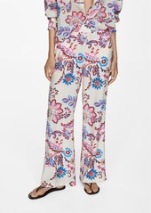 Mango Women's Printed Straight Pants - Ecru