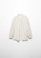 Mango Women's Puffed Sleeves Striped Shirt - Natural White