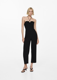 Mango Women's Ring Halter Jumpsuit - Black