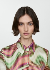 Mango Women's Satin Print Shirt - Ecru