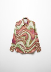 Mango Women's Satin Print Shirt - Ecru