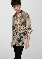 Mango Women's Semi-Transparent Printed Shirt - Ecru