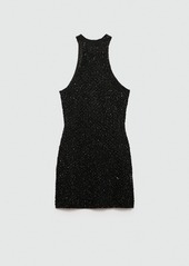 Mango Women's Sequined Halter Neck Dress - Black