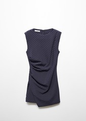 Mango Women's Short Pinstripe Dress - Navy