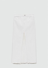 Mango Women's Slit Denim Skirt - White