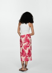 Mango Women's Slit Detail Printed Skirt - Ecru