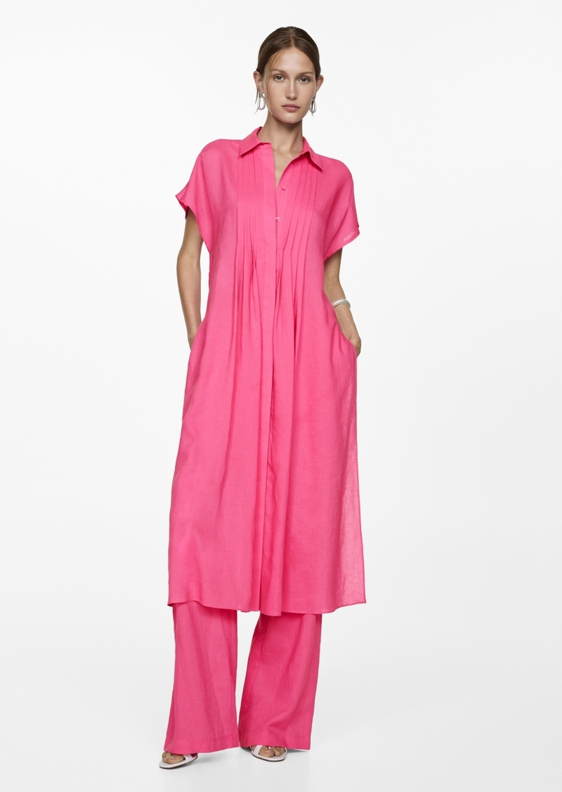 Mango Women's Slits Detail Shirt Dress - Pink