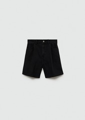 Mango Women's Straight Denim Shorts - Black Denim