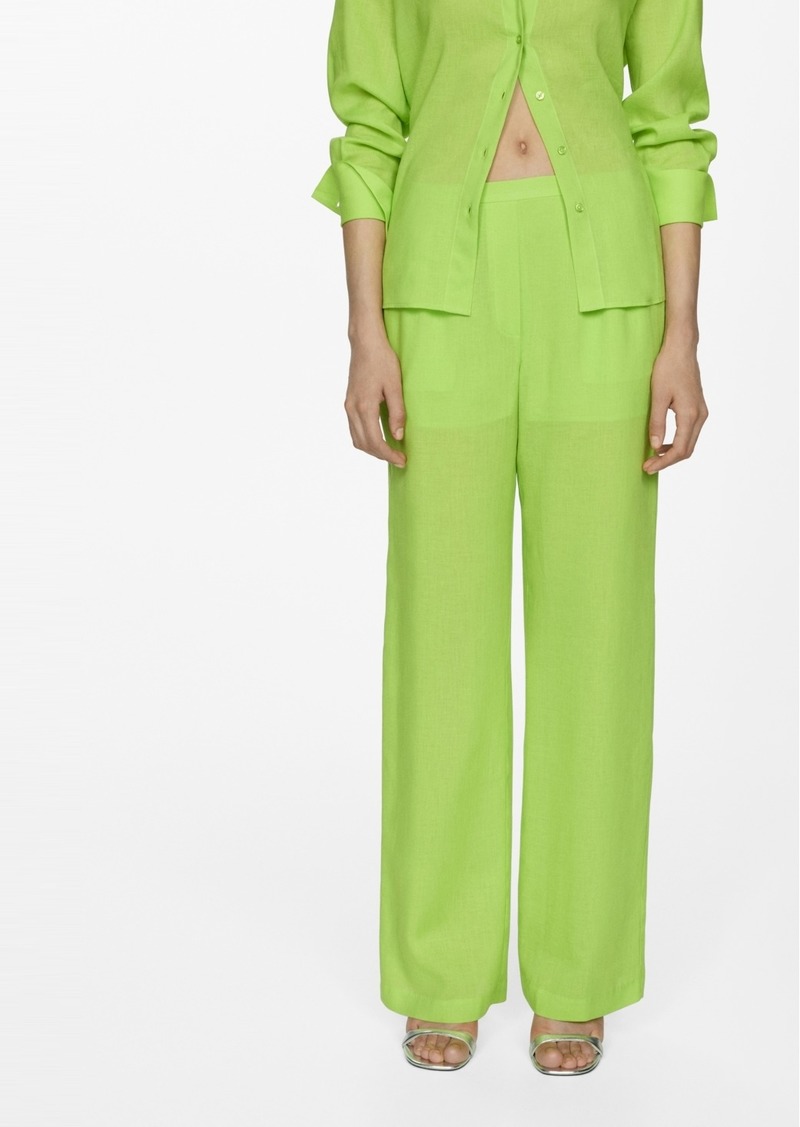 Mango Women's Straight Lyocell Trousers - Green