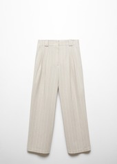 Mango Women's Straight Striped Pants - Beige