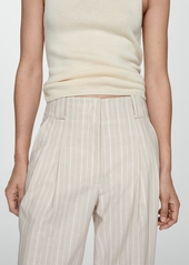 Mango Women's Straight Striped Pants - Beige