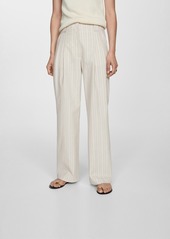 Mango Women's Straight Striped Pants - Beige