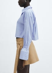 Mango Women's Striped Cropped Shirt - Lt-pastel