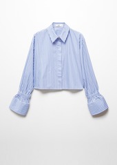 Mango Women's Striped Cropped Shirt - Lt-pastel