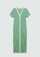 Mango Women's Striped Jersey Dress - Green