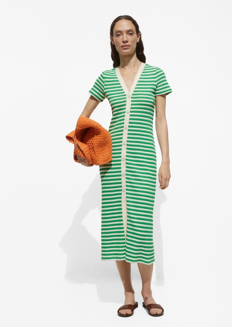 Mango Women's Striped Jersey Dress - Green