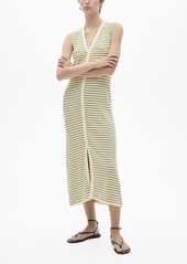 Mango Women's Striped Jersey Dress - Khaki