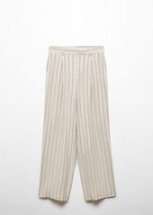 Mango Women's Striped Linen-Blend Pants - Light Beige
