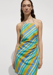 Mango Women's Striped Print Halter Dress - Blue