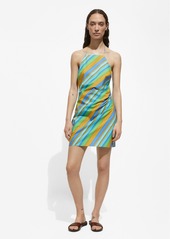 Mango Women's Striped Print Halter Dress - Blue