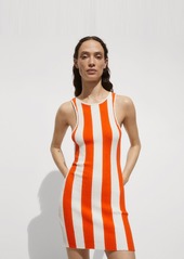 Mango Women's Striped Ribbed Knit Dress - Orange