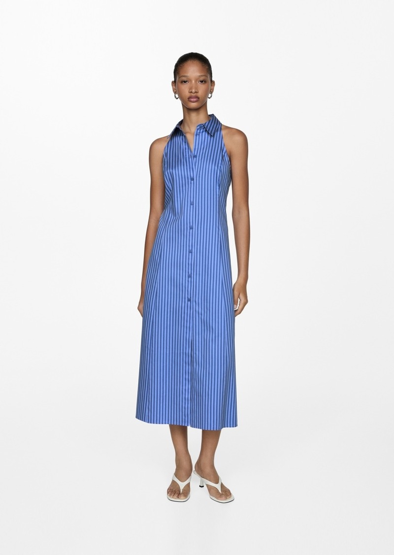 Mango Women's Striped Shirt Dress - Blue