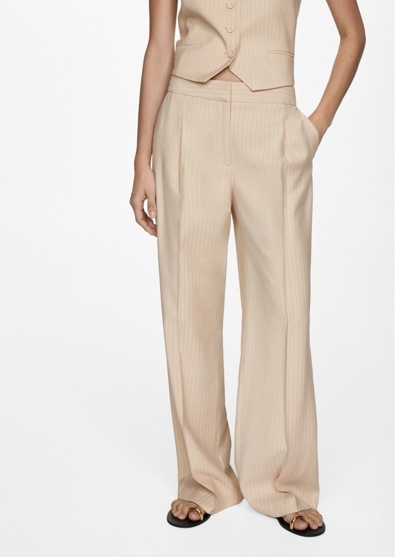 Mango Women's Striped Suit Pants - Beige