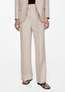 Mango Women's Striped Suit Pants - Light Beige