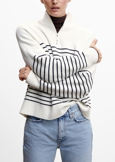 Mango Women's Striped Zipper Sweater