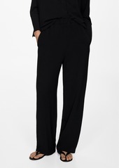 Mango Women's Textured Flowy Pants - Strawberry