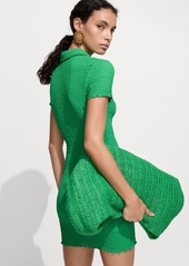 Mango Women's Textured Polo-Neck Dress - Green