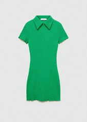 Mango Women's Textured Polo-Neck Dress - Green