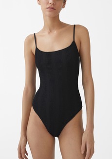 Mango Women's Textured Swimsuit - Black