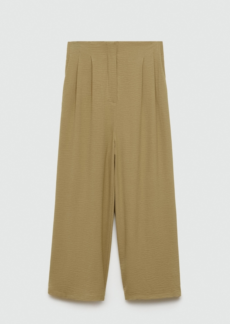 Mango Women's Textured Wideleg Pants - Khaki