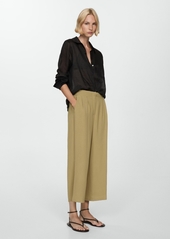 Mango Women's Textured Wideleg Pants - Khaki