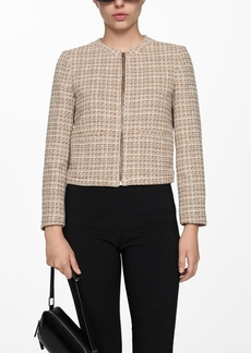 Mango Women's Tweed Zipped Jacket - Brown