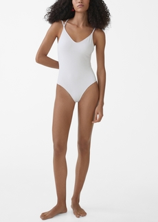 Mango Women's V-Neck Swimsuit - White