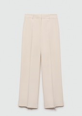 Mango Women's Wide Leg Pleated Pants - Khaki